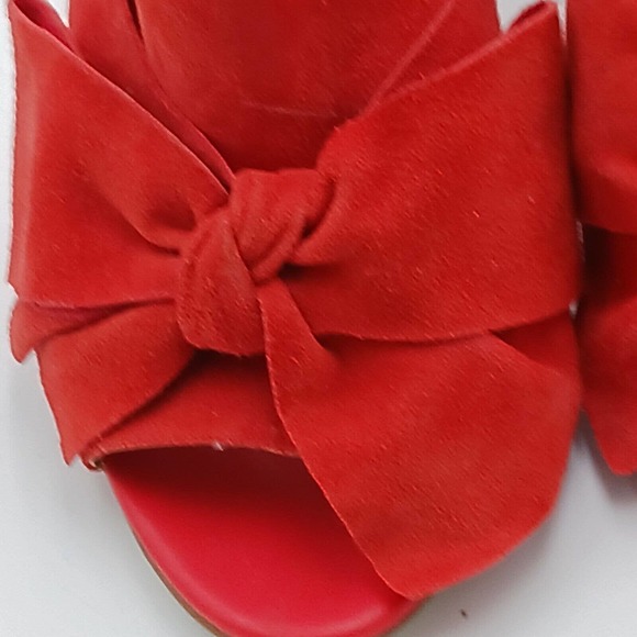SAM EDELMAN Women's SUEDE ORANGE YUMI BOW STACKED BLOCK HEEL SANDAL‎ MULE SIZE 9 - Picture 5 of 12